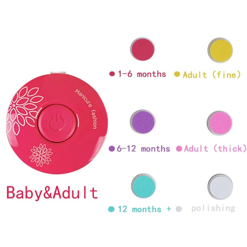 Electric Baby Nail Trimmer & Manicure Kit for Newborns - red 6 grind heads image