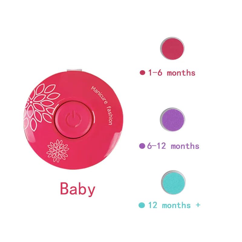 Electric Baby Nail Trimmer & Manicure Kit for Newborns - red 3 grind heads image