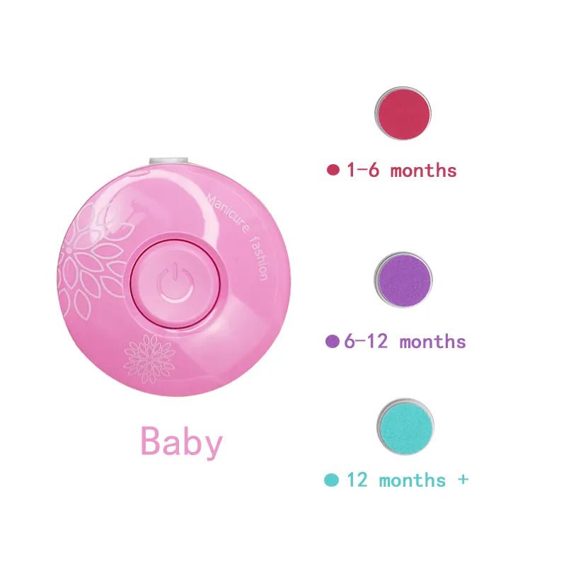 Electric Baby Nail Trimmer & Manicure Kit for Newborns - pink 3 grind heads image