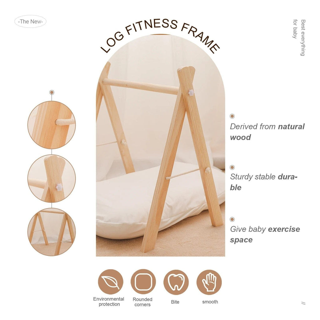 Natural Wooden Baby Gym & Teether with Clouds & Rodent image 1
