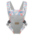 Baby carrier with a colorful leaf pattern 