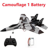 Camouflage-patterned toy airplane with remote control and battery 