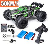 Remote control monster truck with accessories.