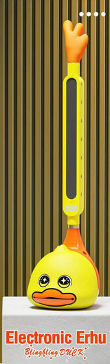 Yellow electronic erhu toy with duck face design