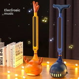 Two electronic music toys, one orange and one blue.