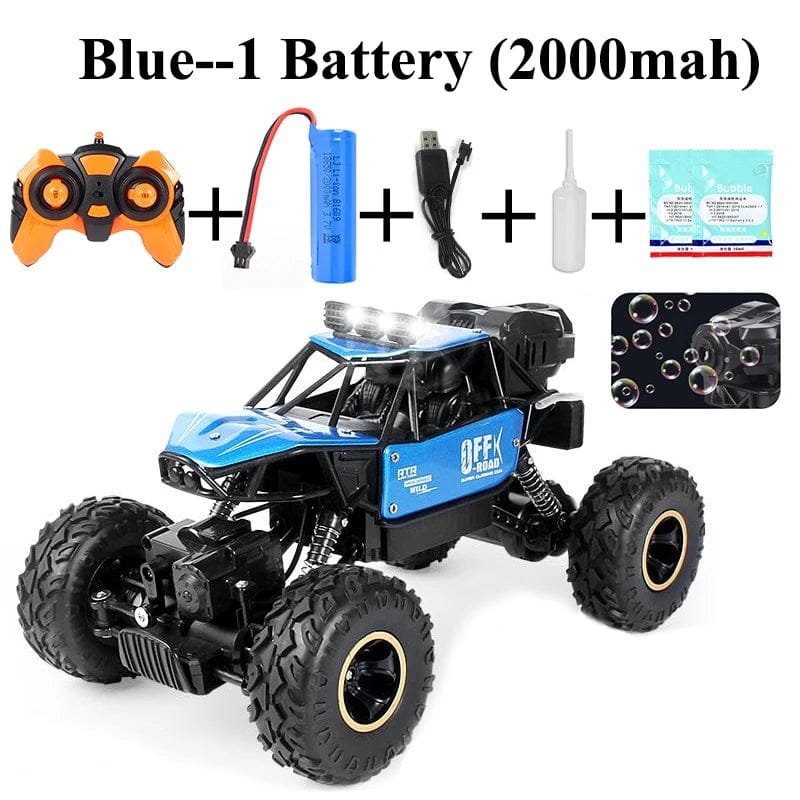 RC car with remote control, battery, and accessories 