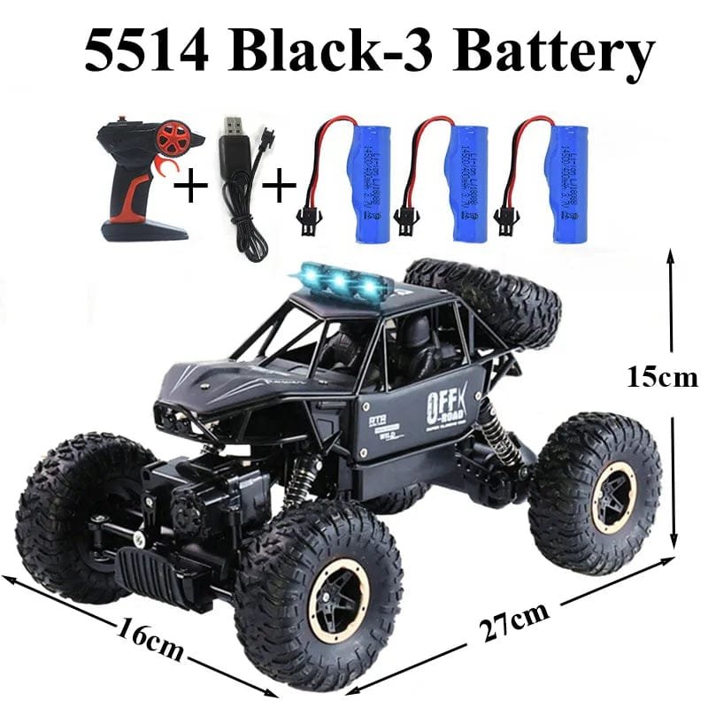 Remote control off-road vehicle with accessories and dimensions 