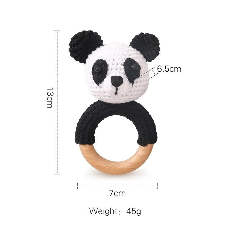 1PC Crochet Bear Rattle & Teether Bracelet for Babies - Panda image