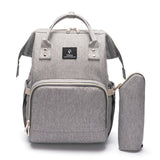 Gray backpack with a smaller pouch 