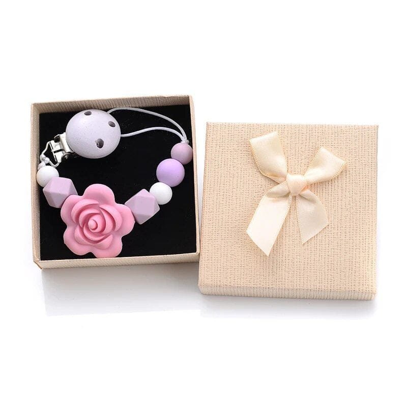 Personalized Baby Pacifier Clips with Name - Silicone Beaded Chain - Color 18 image