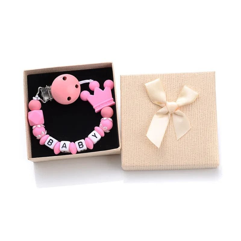 Personalized Baby Pacifier Clips with Name - Silicone Beaded Chain - Color 1 image