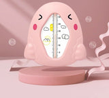 Pink cartoon-style thermometer on a pink background