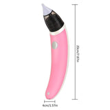 Pink ear cleaning tool with measurements on a white background