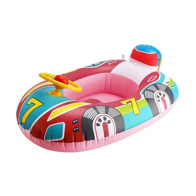 Colorful inflatable child's pool float with cartoon design