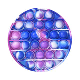 Round pop-it fidget toy with blue and purple bubbles.