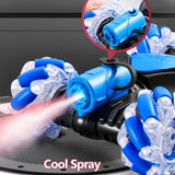Blue cooling spray system with close-up of nozzle.