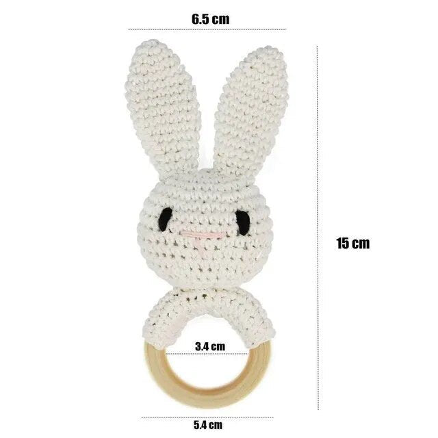 1PC Crochet Bear Rattle & Teether Bracelet for Babies - White image