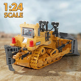 Toy bulldozer with '1:24 Scale' text