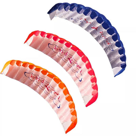 Three colorful kite tails.