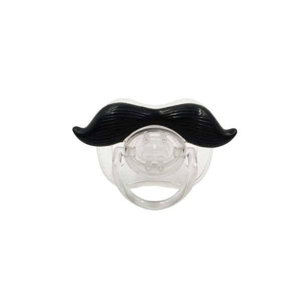 Clear pacifier with a black mustache 