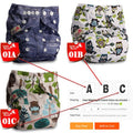 Three different patterned cloth diapers with a 'Little's Bloomz' label 