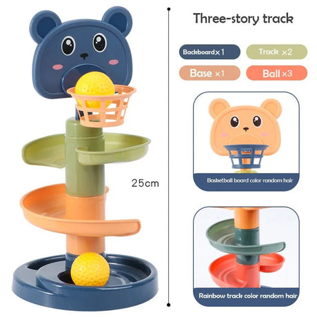 Children's toy with a bear design and a spiral track.