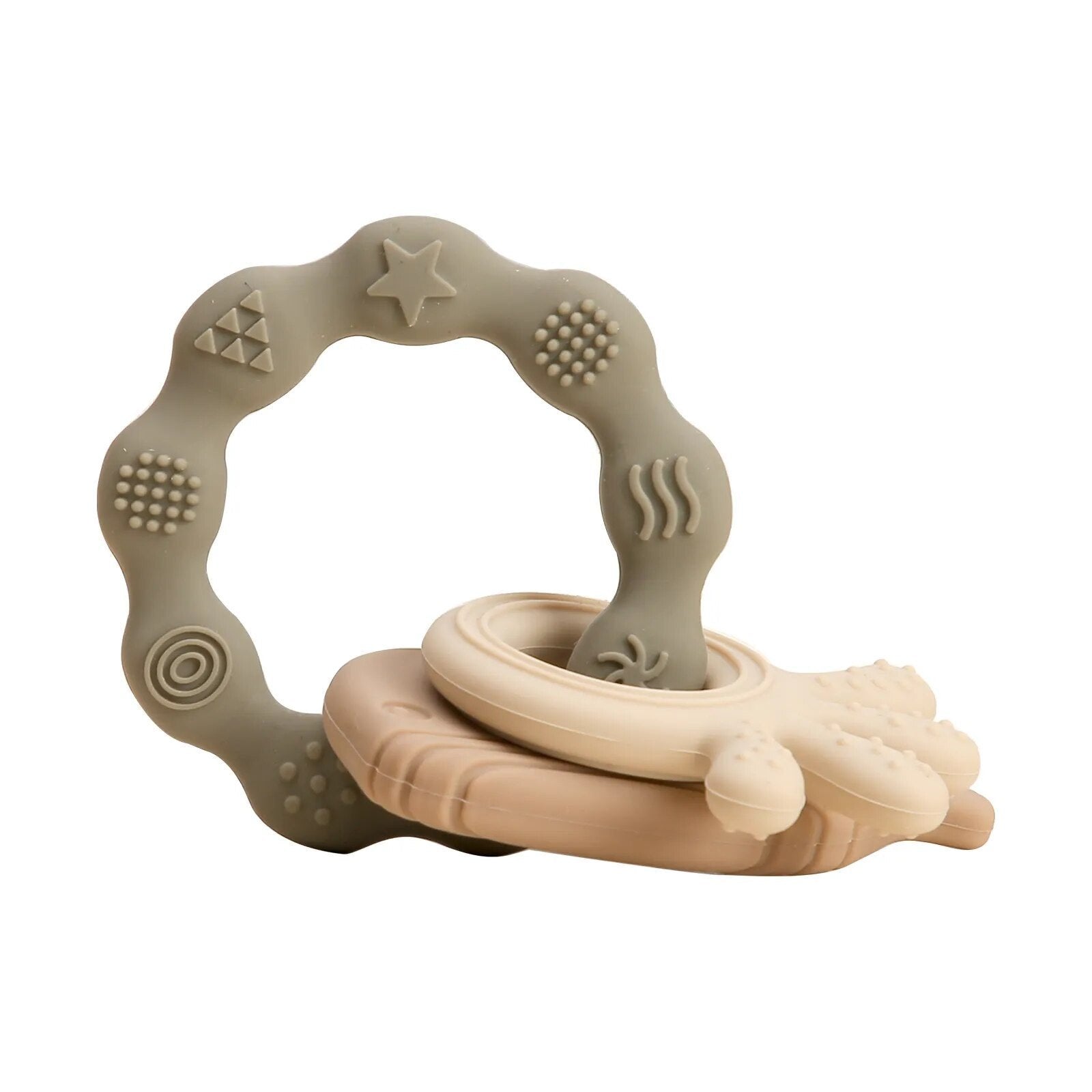 1PC Koala & Elephant Silicone Teether Handbell Rattles - Beige Octopus image
