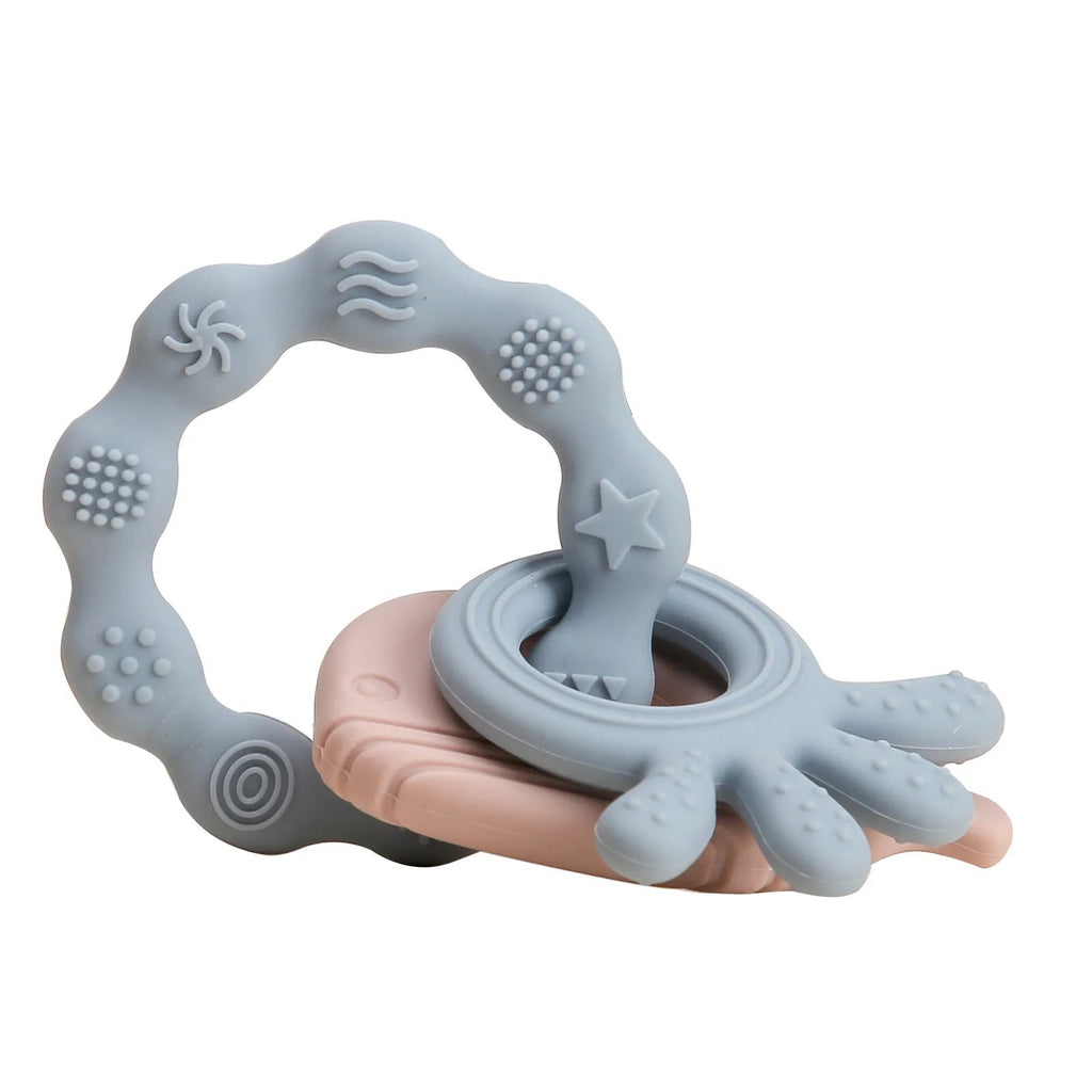 1PC Koala & Elephant Silicone Teether Handbell Rattles - Blue Bracelet image