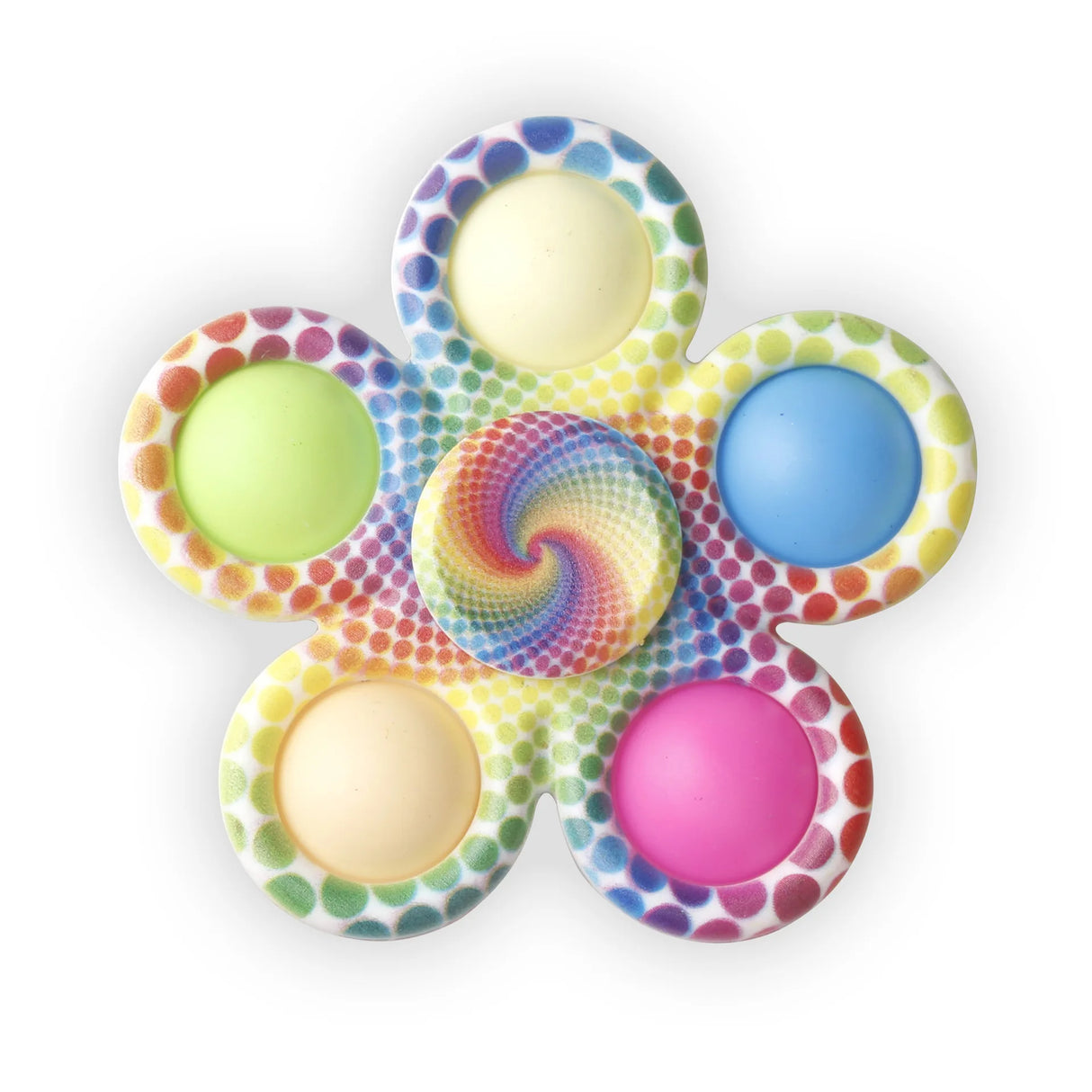 Colorful fidget spinner with multicolored design on a white background