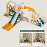 Children's slide and play structure with customizable combination design on a white background.