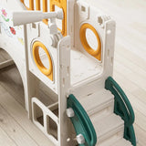 Children's play structure with slide and stairs on a wooden floor