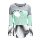 Long-sleeve top with color-block design on a white background