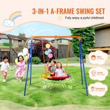3-in-1 A-Frame Swing Set with children playing in a backyard setting