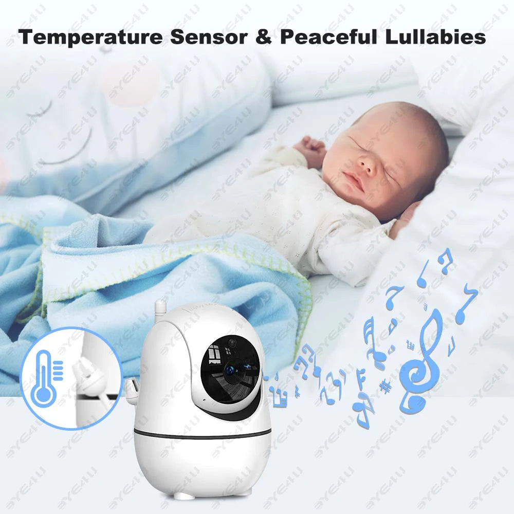 Baby monitor with temperature sensor and lullabies for a sleeping baby