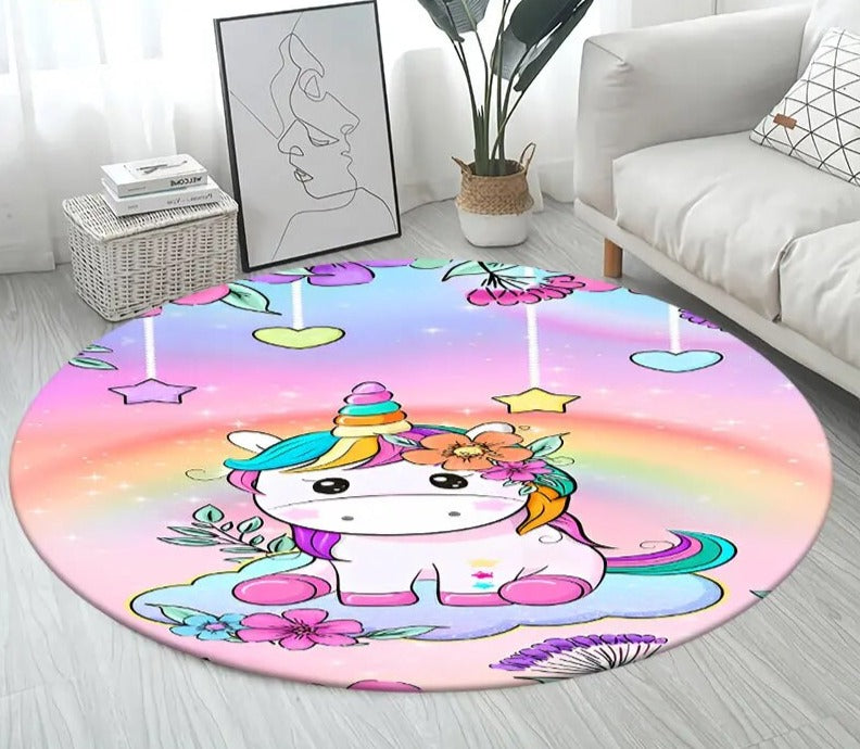 3D Unicorn Cartoon Area Rug