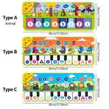 Three types of children's educational toys with animal illustrations and keyboard-like designs.