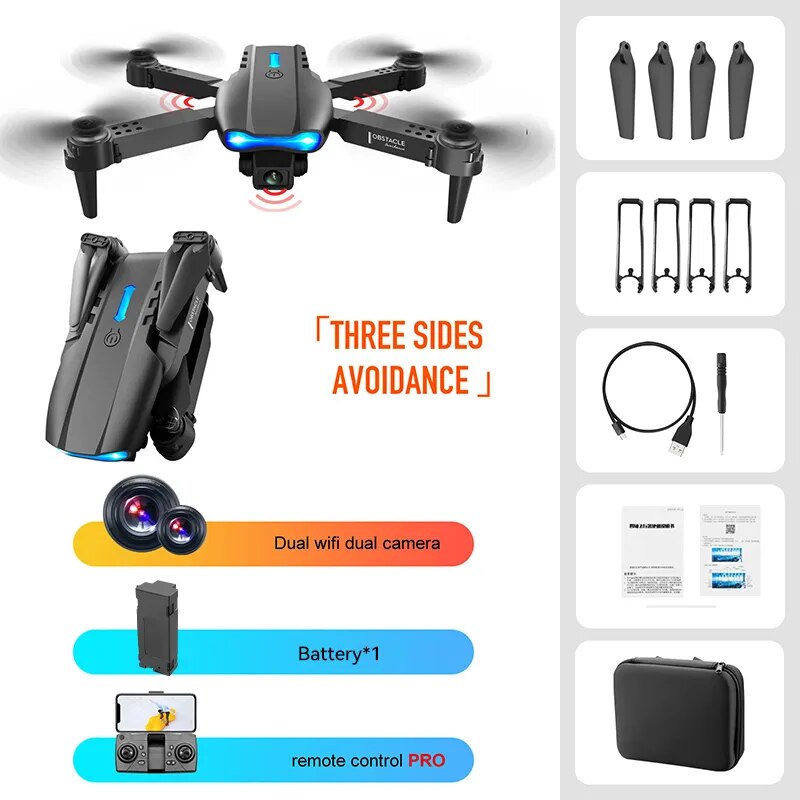 E99 K3 Pro HD 4k Dual Cam Foldable Mini RC Drone - Aerial Photo Quadcopter Toy