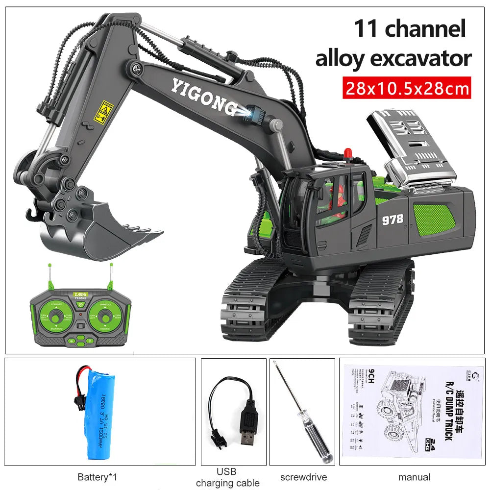 2.4G RC Excavator Model, Dump Truck & Bulldozer