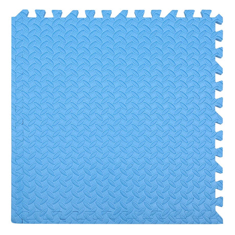 Blue interlocking foam mat with textured pattern