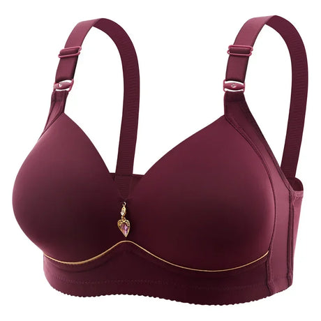 Maroon bra with decorative element on a white background
