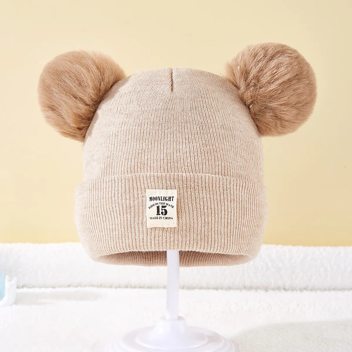 Warm Knitted Baby Beanie with Pom