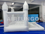 Inflatable castle with 'AIREFUNGGO' branding on a blue floor.
