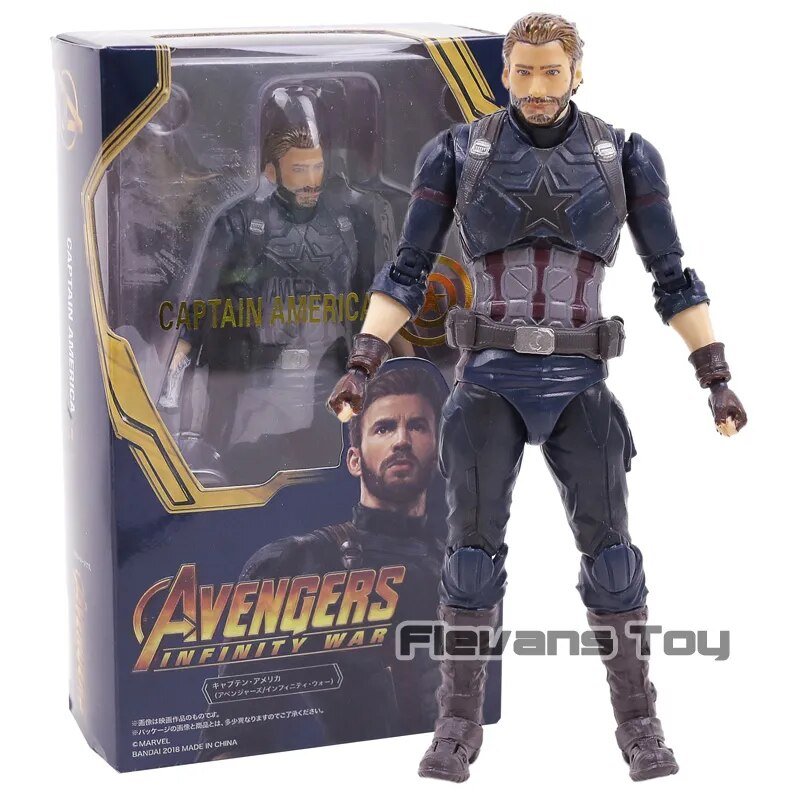 Action figure of Captain America from 'Avengers: Infinity War' next to its packaging