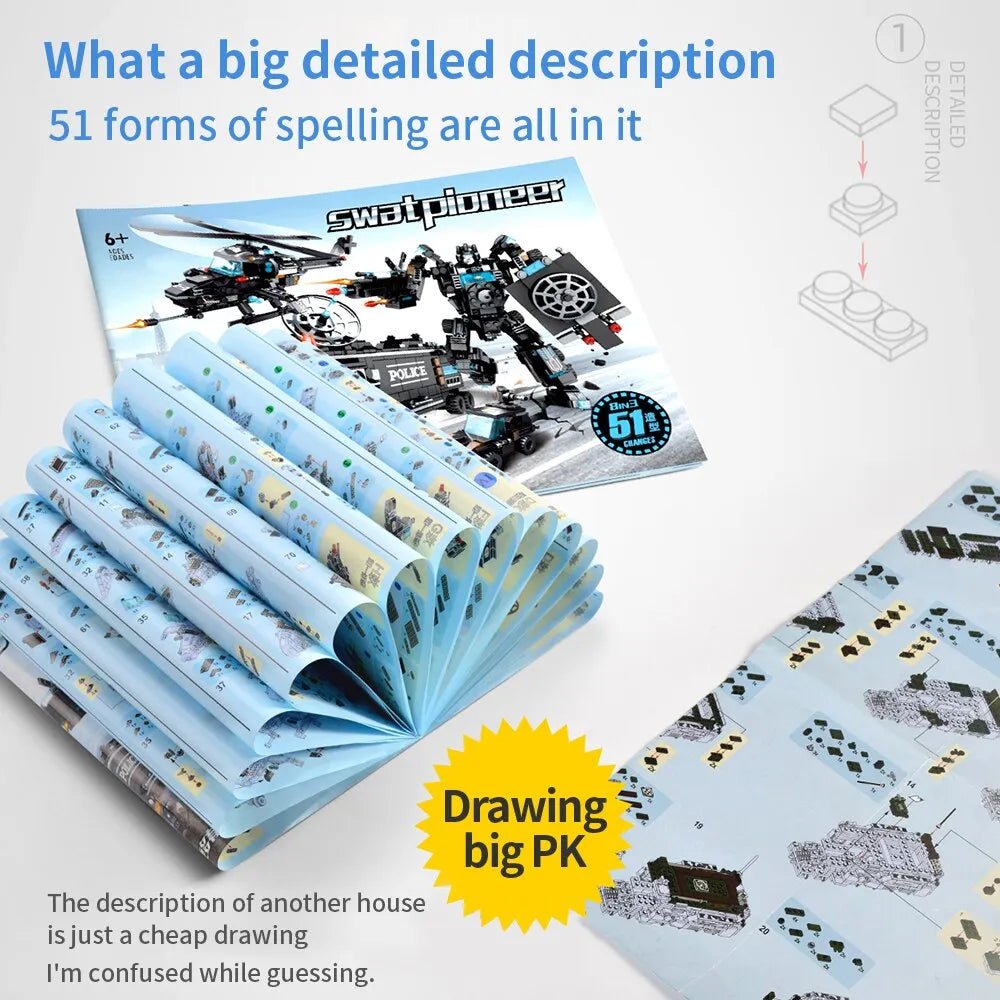 Set of educational books with robot illustrations and a map.