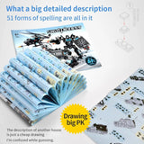 Set of educational books with robot illustrations and a map.