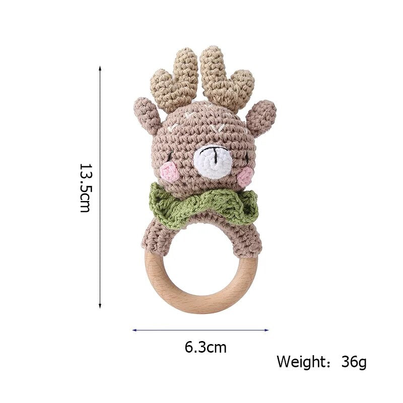 Crochet Animal Wooden Teether & BPA