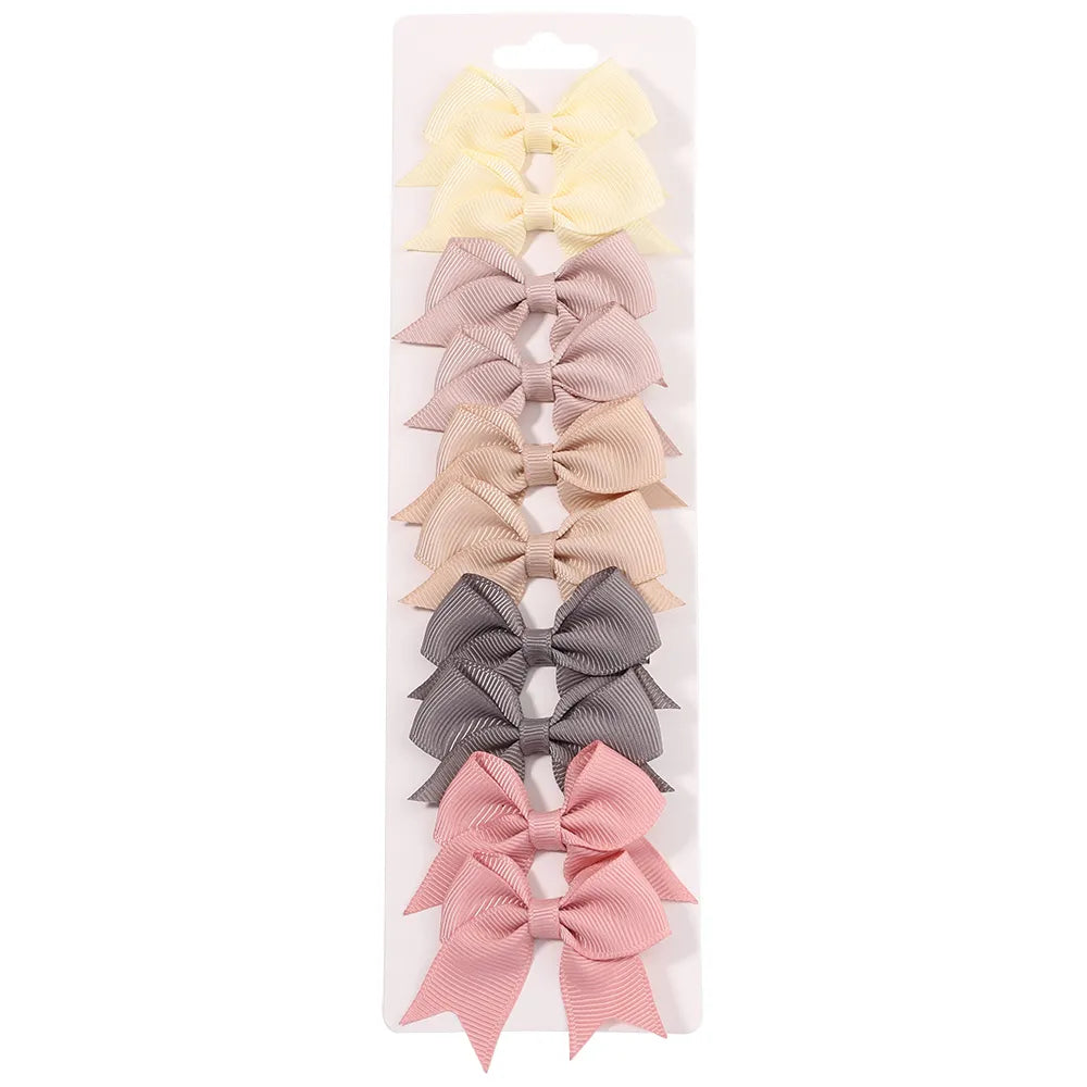 10Pc Cute Bowknot Clips Set for Girls