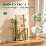 Children's play structure with storage feature against a wall