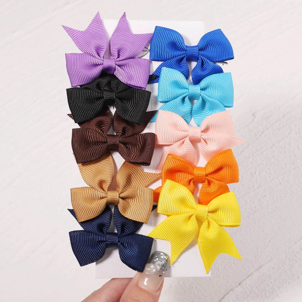 10Pc Cute Bowknot Clips Set for Girls