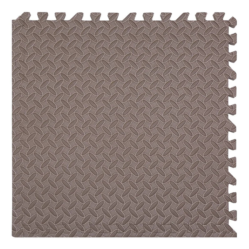 Brown interlocking foam mat tile with a woven pattern